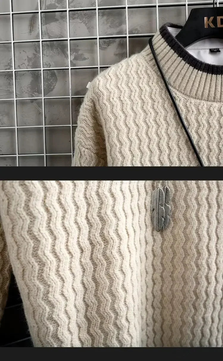 Men’s Sweatshirt Crewneck Pullover Warm Casual Solid Color Autumn