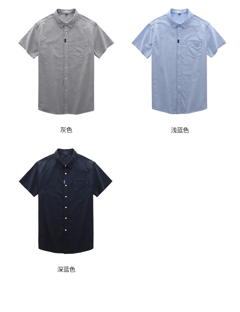Men’s Shirt Short Sleeve Cotton Casual Solid Color
