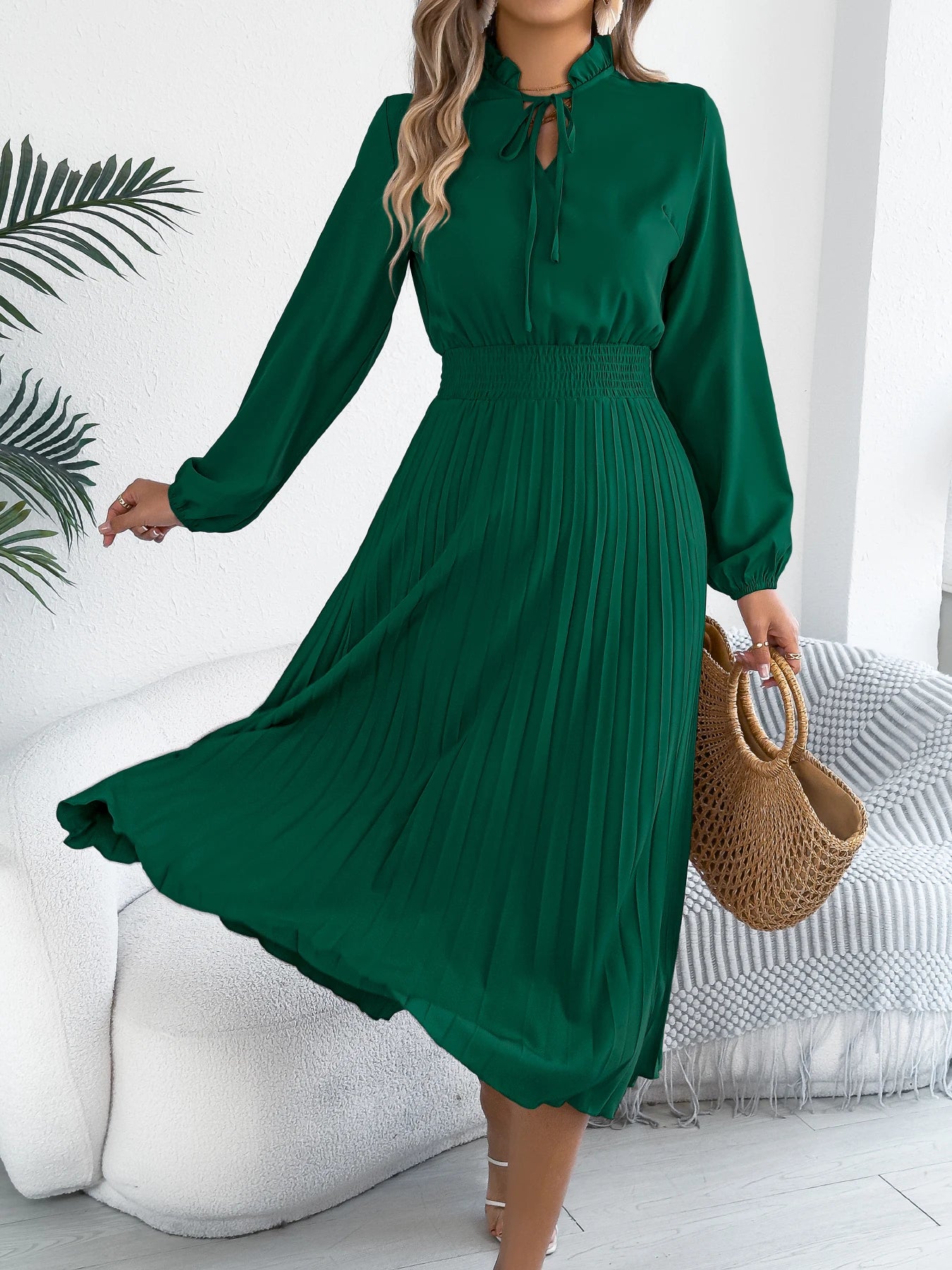 Women’s Dress Maxi V-Neck Casual Solid Color