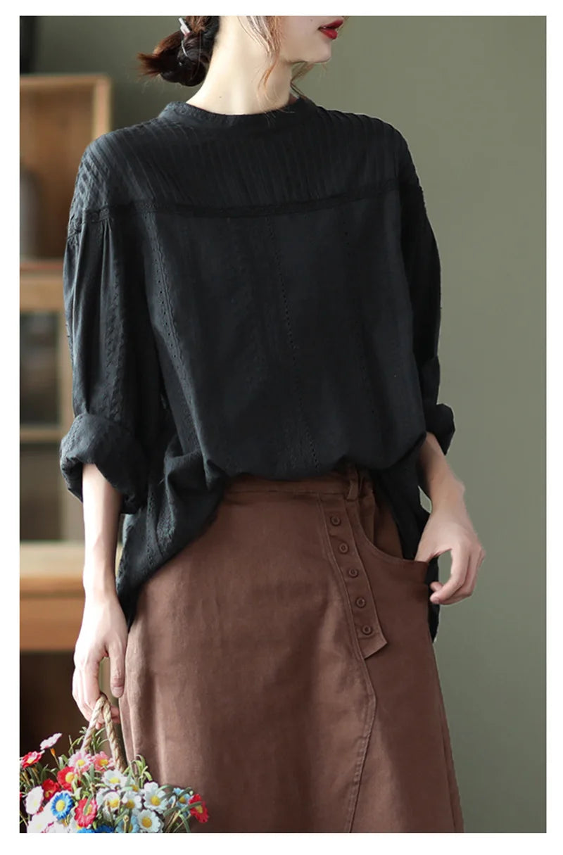 Women’s Top Blouse Long Sleeve Cotton Formal
