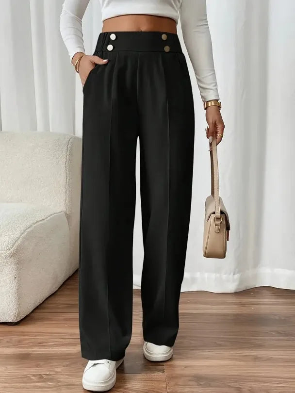 Women’s Trousers High Waist Straight Leg Relaxed Fit Casual