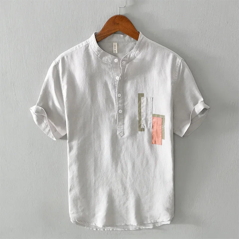 Men’s T-Shirt Short Sleeve Cotton Breathable Solid Color