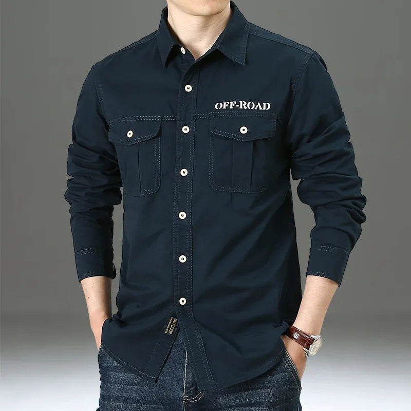 Men’s Shirt Long Sleeve Cotton Casual Solid Color