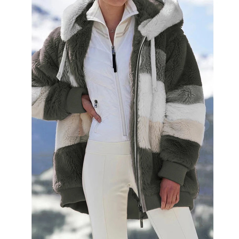 Women’s Jacket Hooded Zip-Up Warm Streetwear