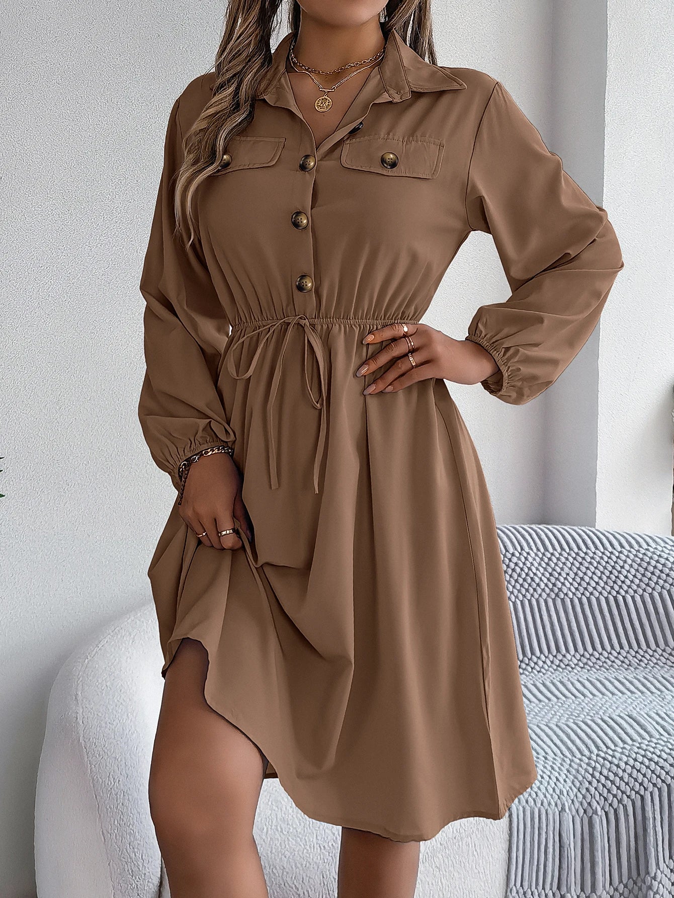 Women’s Dress Long Sleeve Casual Solid Color