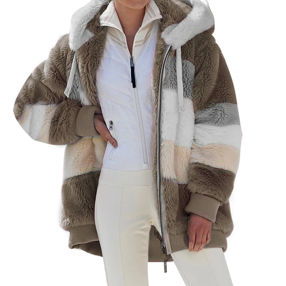 Women’s Jacket Hooded Zip-Up Warm Streetwear