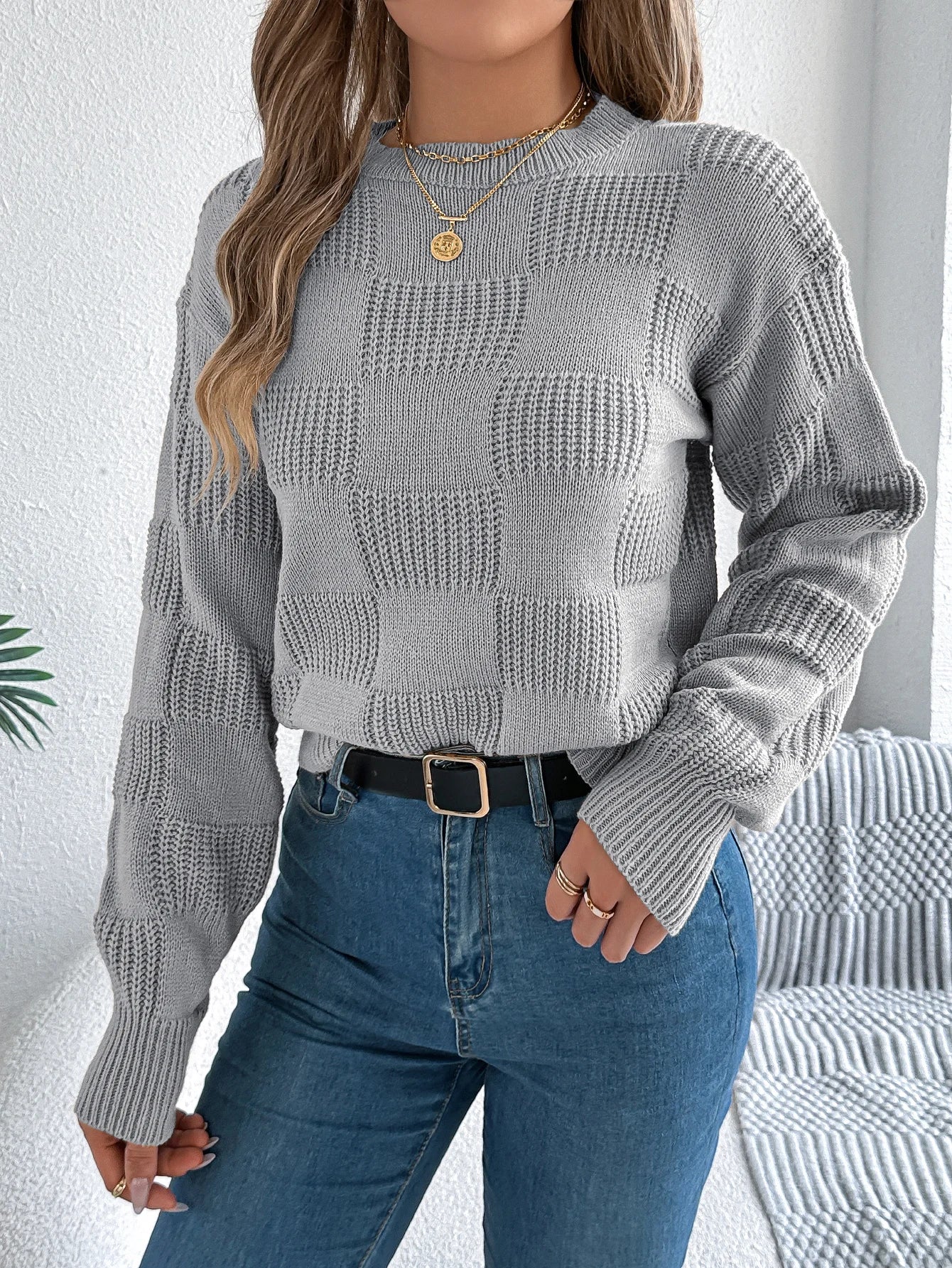 Women’s Top Long Sleeve Solid Color Stretchy Casual