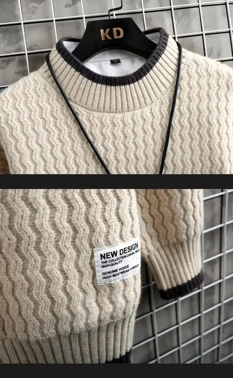 Men’s Sweatshirt Crewneck Pullover Warm Casual Solid Color Autumn