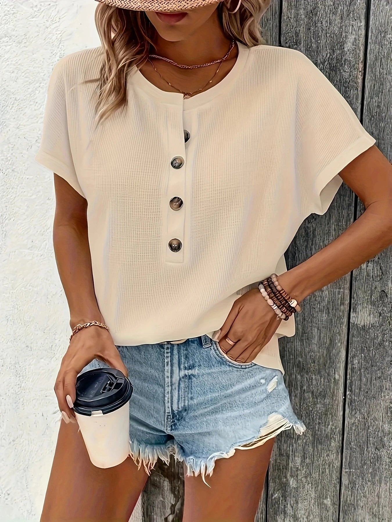 Women’s Top T-Shirt Short Sleeve Casual Solid Color