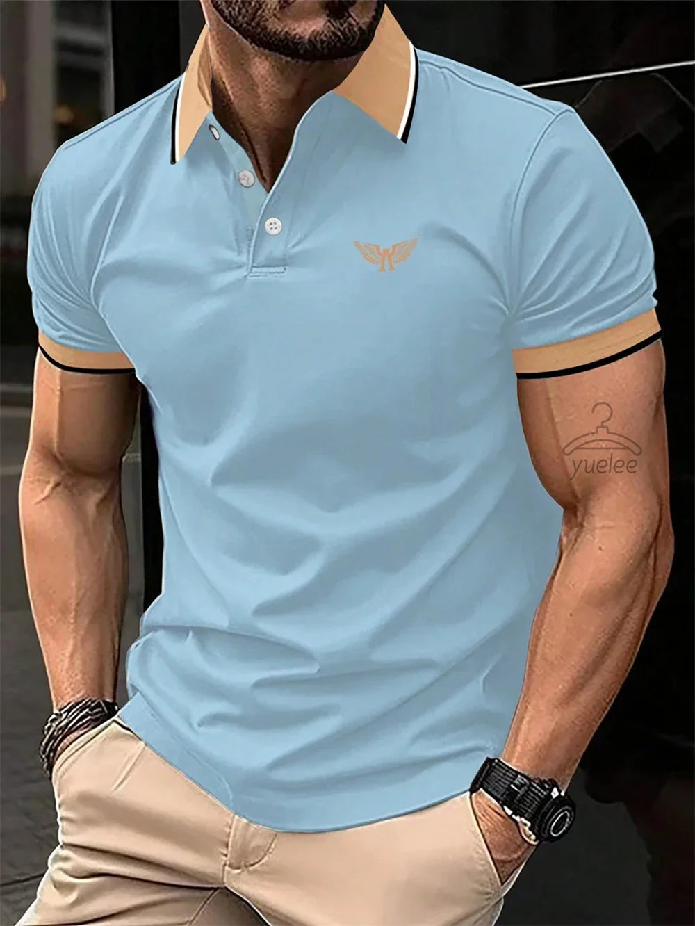 Men’s Polo Shirt Short Sleeve Casual Solid Color Comfort Fit Fashion