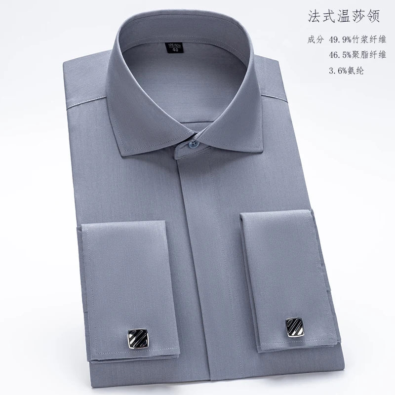Men’s Shirt Long Sleeve Formal Slim Fit Solid Color