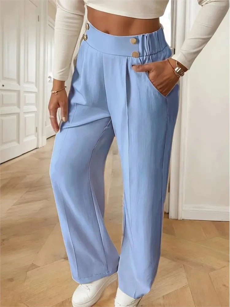 Women’s Trousers High Waist Straight Leg Relaxed Fit Casual