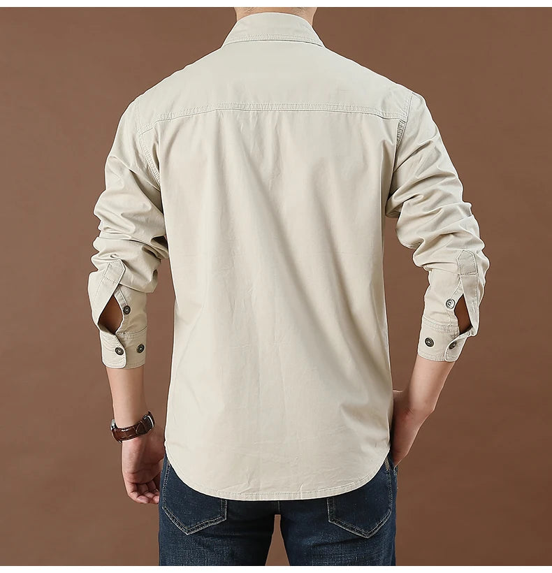 Men’s Shirt Long Sleeve Cotton Casual Solid Color