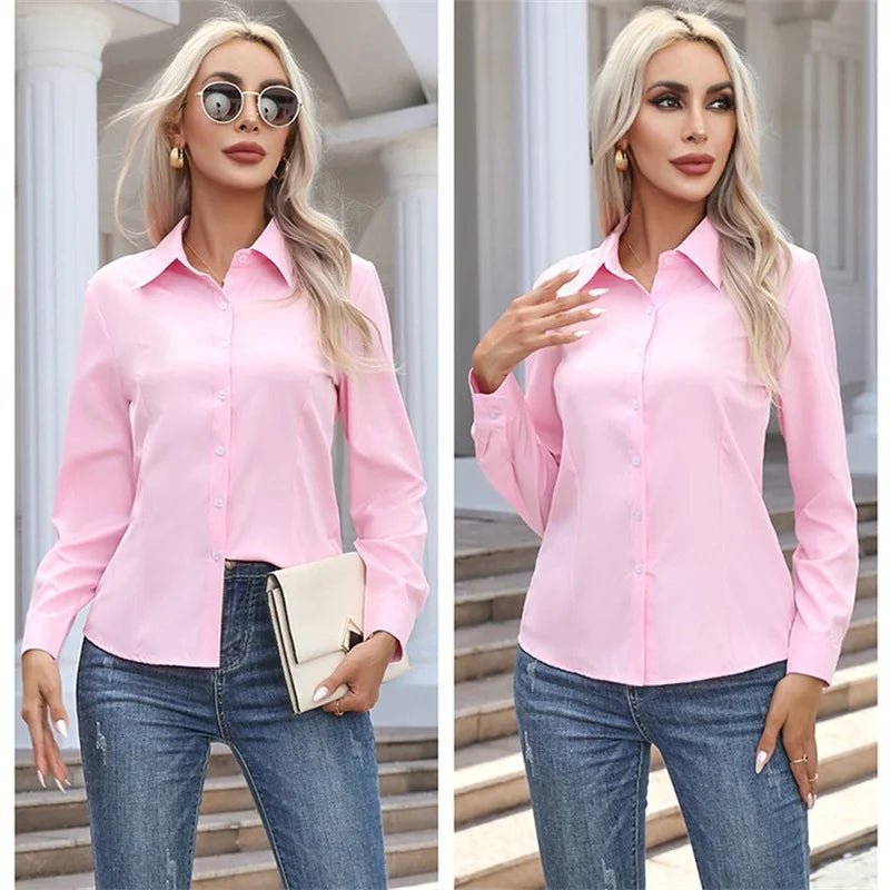 Women’s Top Blouse Long Sleeve Casual Solid Color