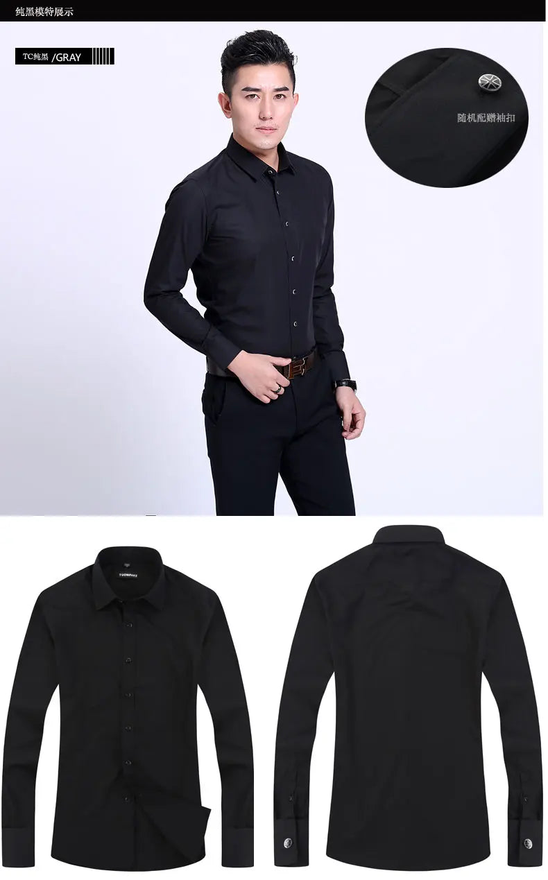 Men’s Shirt Long Sleeve Formal Slim Fit Solid Color