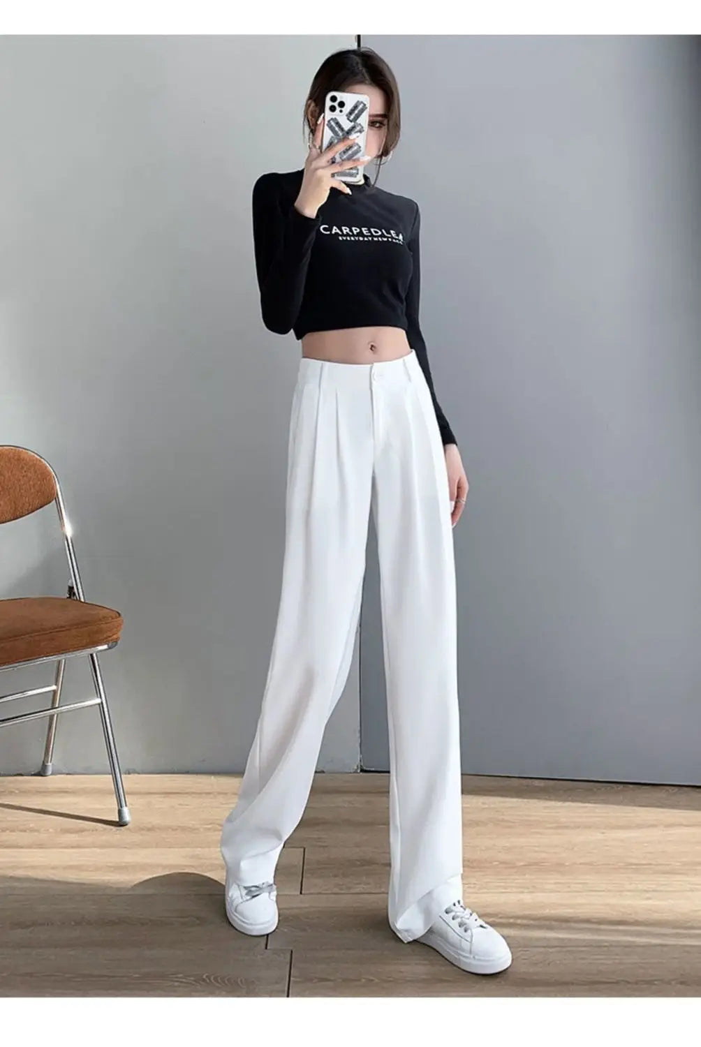Women’s Trousers High Waist Wide Leg Straight Leg Casual