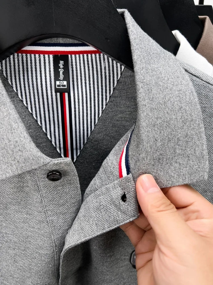 Men’s Polo Shirt Cotton Long Sleeve Business Casual Casual