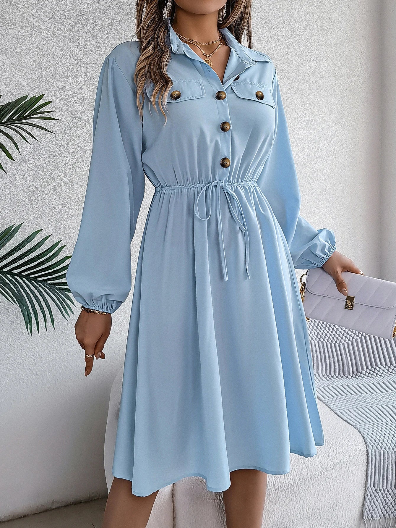 Women’s Dress Long Sleeve Casual Solid Color
