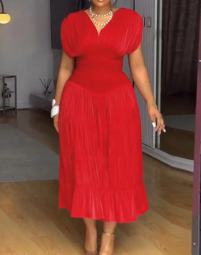Women’s Dress Midi Sleeveless V-Neck Casual