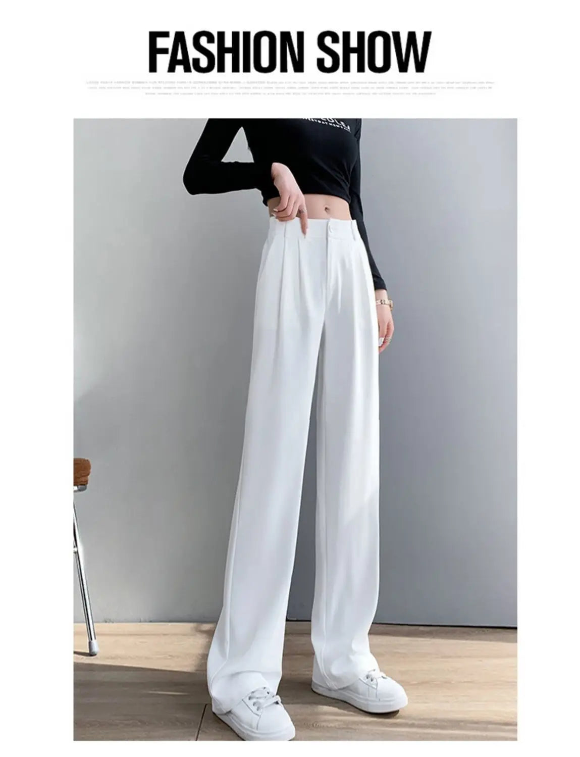 Women’s Trousers High Waist Wide Leg Straight Leg Casual