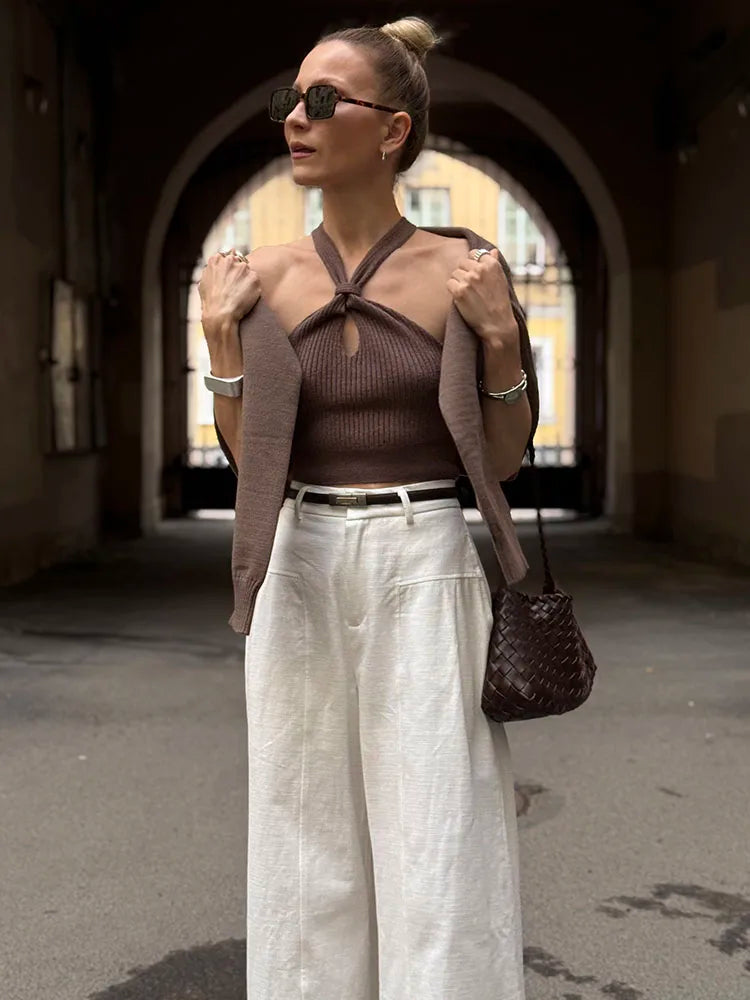 Women’s Trousers High Waist Wide Leg Straight Leg Relaxed Fit
