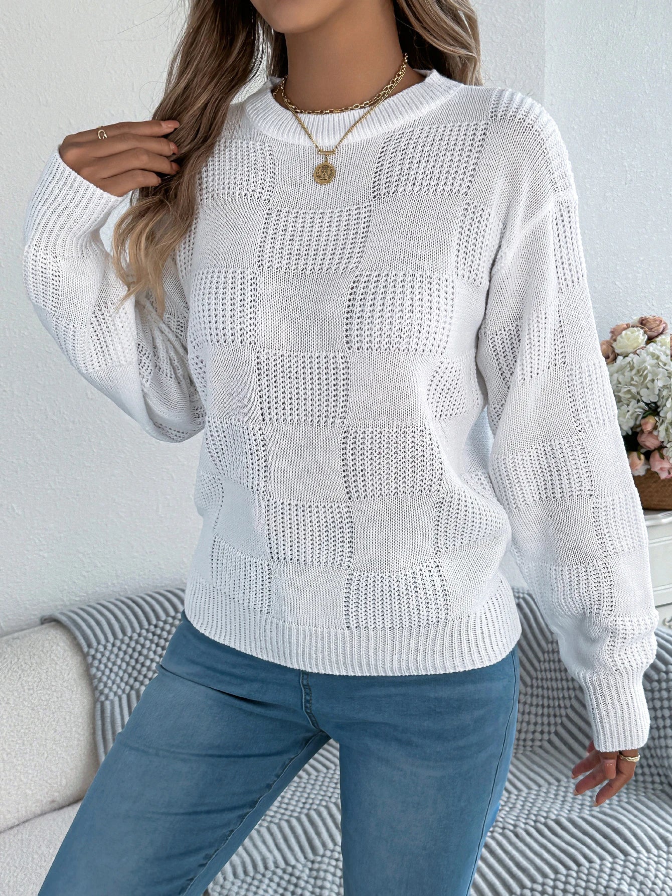 Women’s Top Long Sleeve Solid Color Stretchy Casual