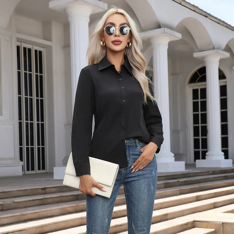 Women’s Top Blouse Long Sleeve Casual Solid Color