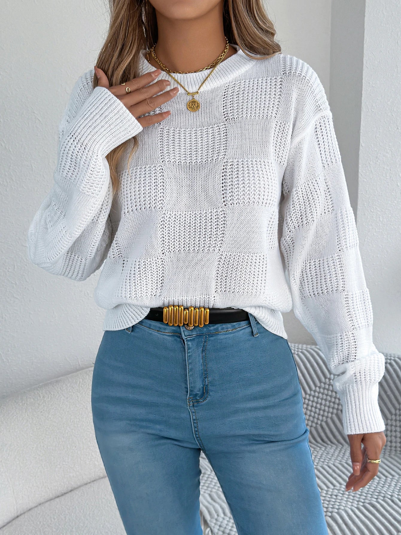 Women’s Top Long Sleeve Solid Color Stretchy Casual