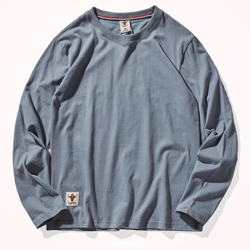 Men’s T-Shirt Long Sleeve Cotton Solid Color