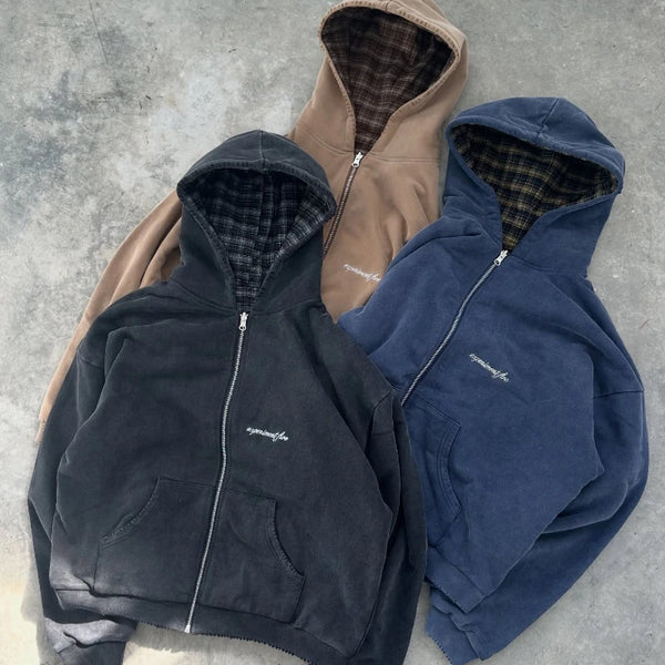 Men’s Hoodie Warm Casual Zip-Up Streetwear
