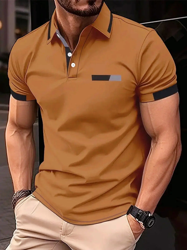 Men’s Polo Shirt Short Sleeve Summer Breathable Solid Color Fashion