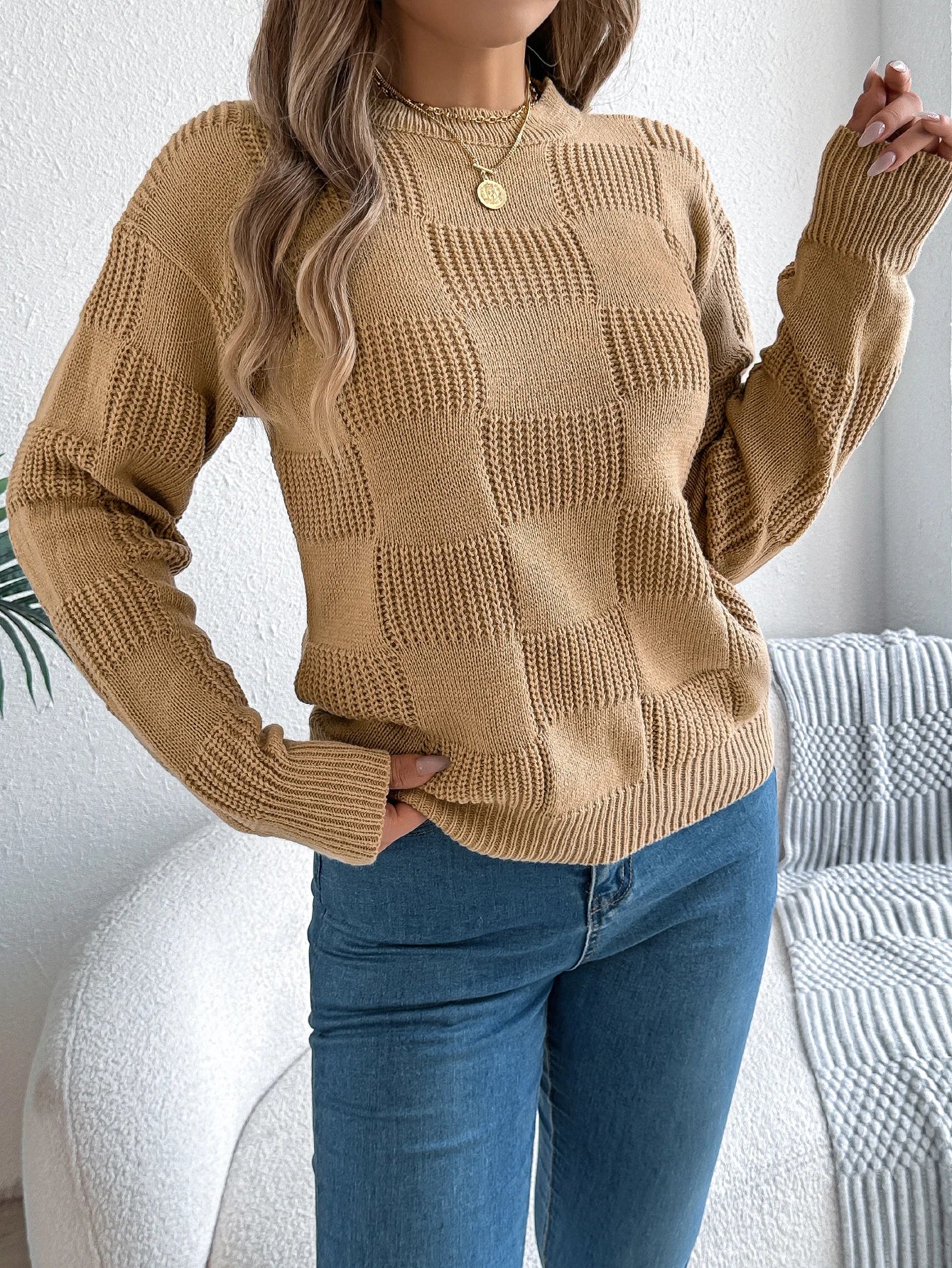 Women’s Top Long Sleeve Solid Color Stretchy Casual