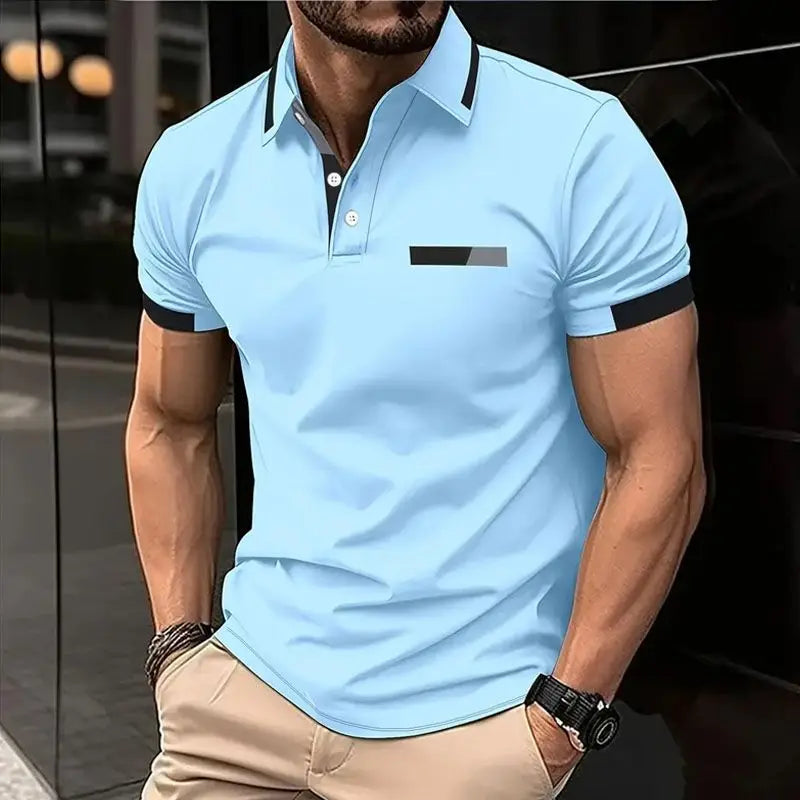 Men’s Polo Shirt Short Sleeve Summer Breathable Solid Color Fashion