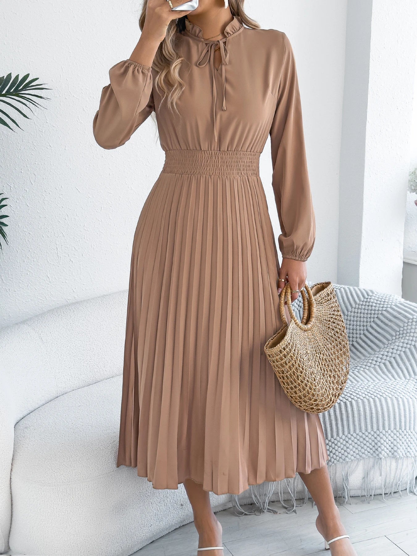 Women’s Dress Maxi V-Neck Casual Solid Color