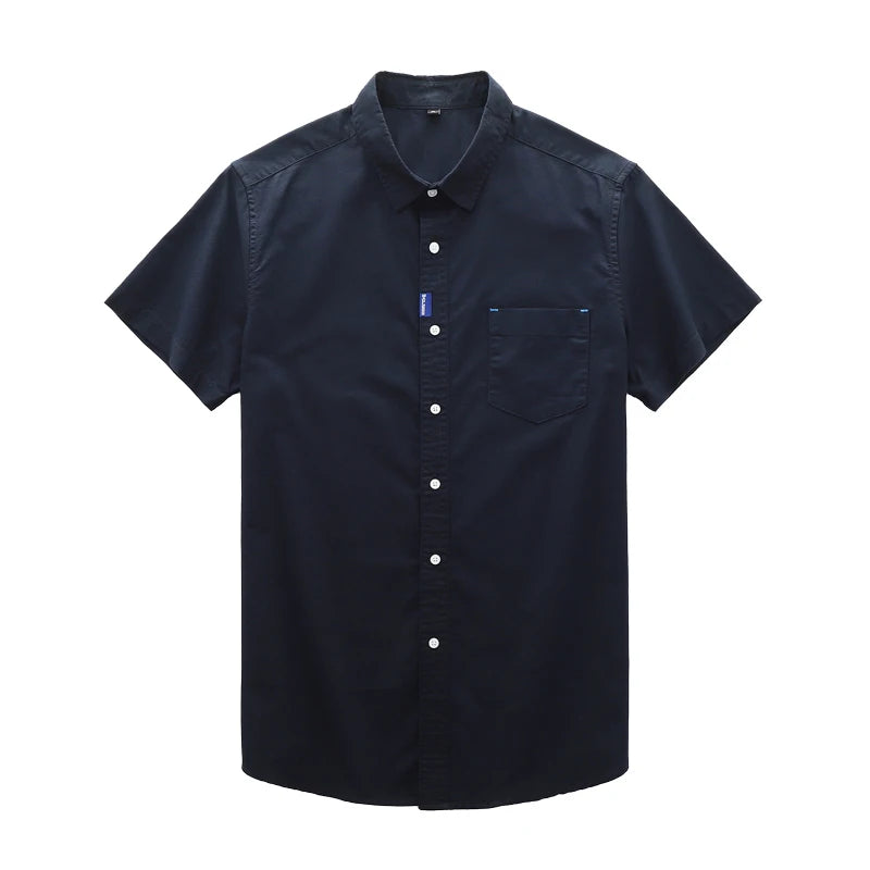 Men’s Shirt Short Sleeve Cotton Casual Solid Color
