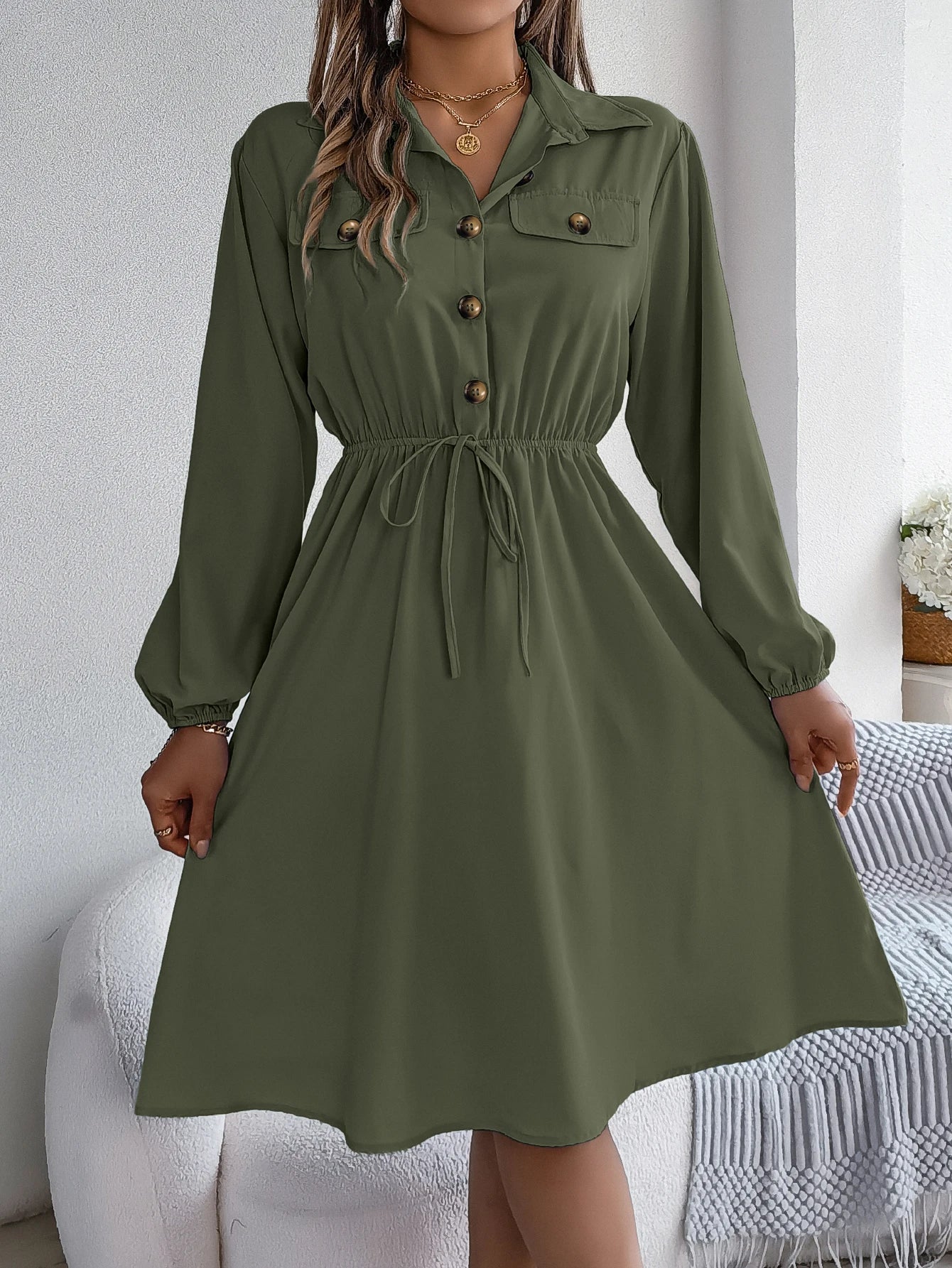 Women’s Dress Long Sleeve Casual Solid Color