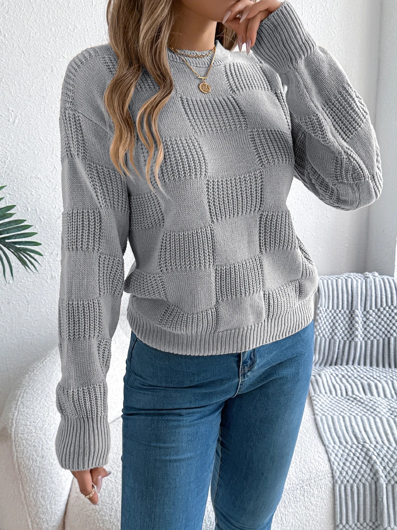 Women’s Top Long Sleeve Solid Color Stretchy Casual