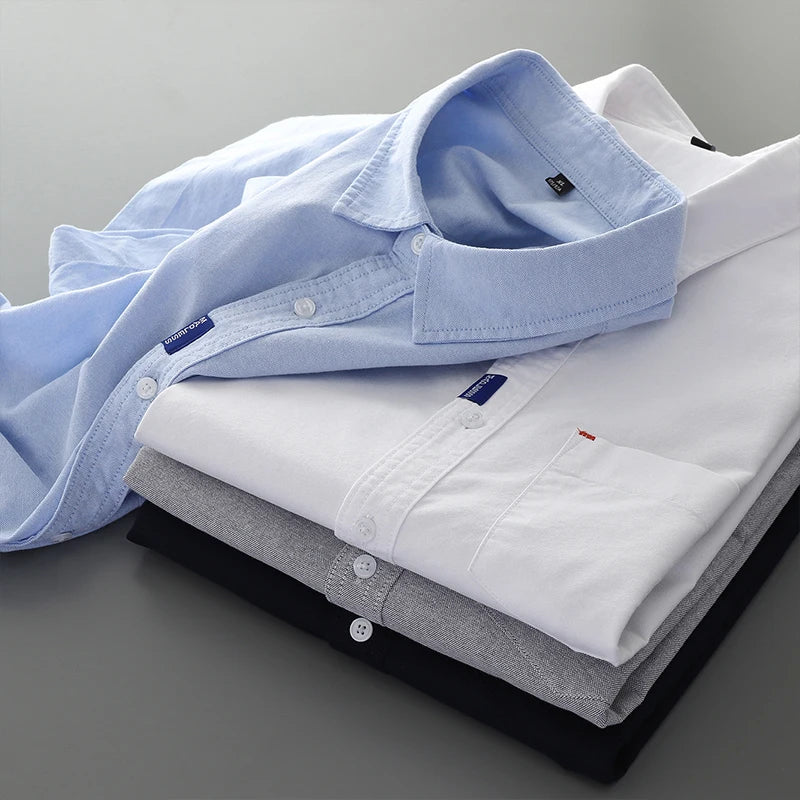 Men’s Shirt Short Sleeve Cotton Casual Solid Color