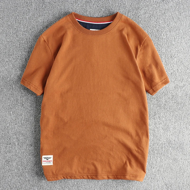 Men’s T-Shirt Short Sleeve Cotton Casual Solid Color