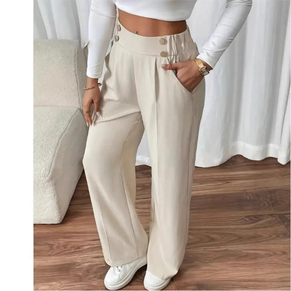 Women’s Trousers High Waist Straight Leg Relaxed Fit Casual