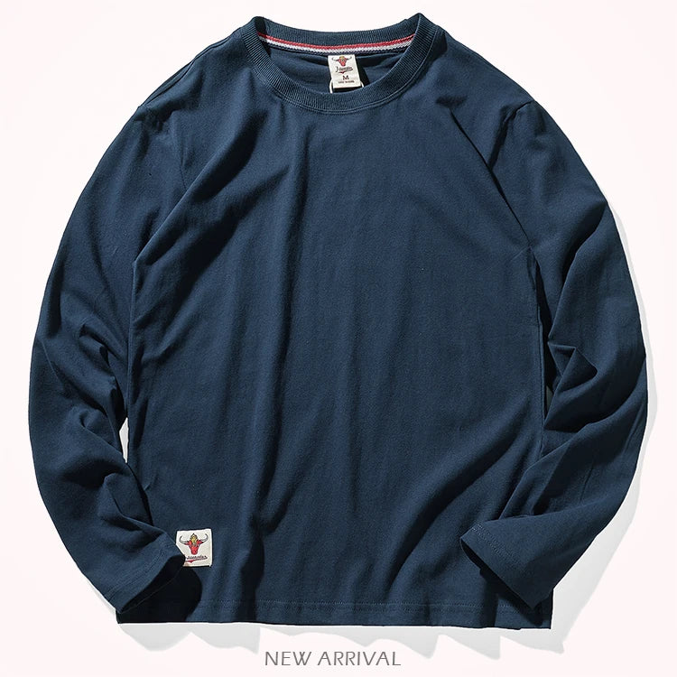 Men’s T-Shirt Long Sleeve Cotton Solid Color