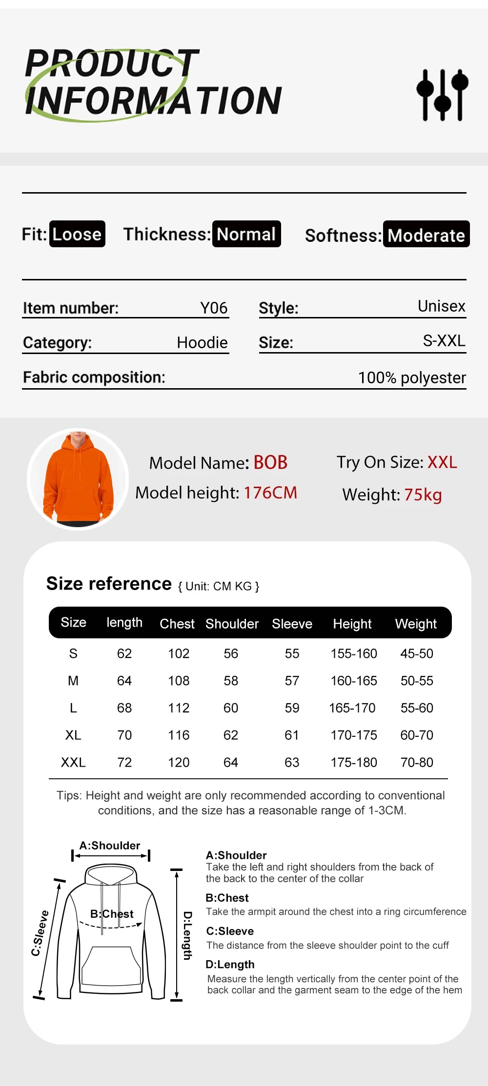 Men’s Hoodie Fleece Soft Warm Casual