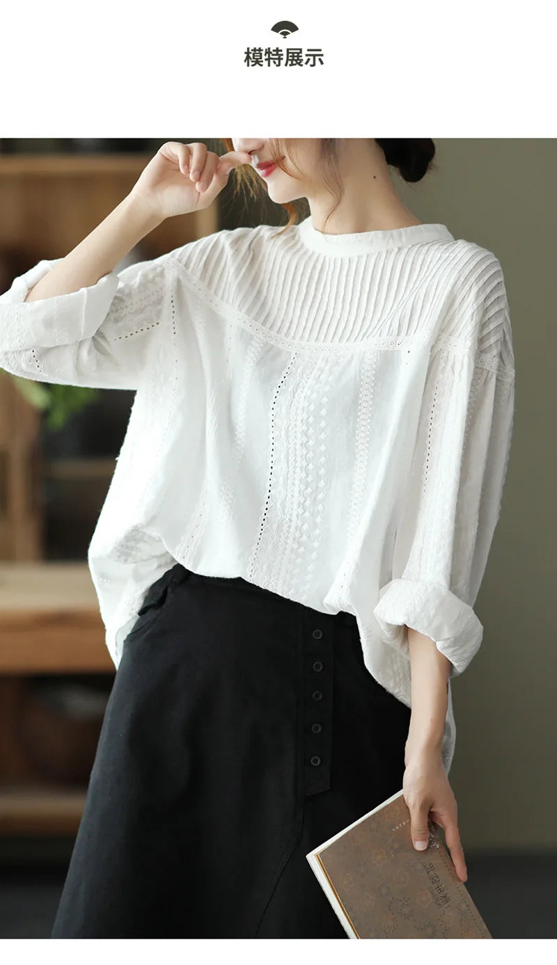 Women’s Top Blouse Long Sleeve Cotton Formal