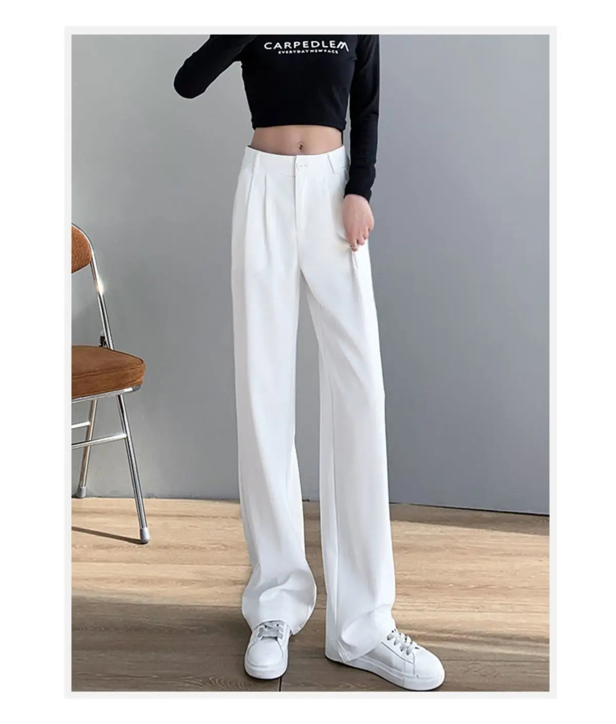 Women’s Trousers High Waist Wide Leg Straight Leg Casual
