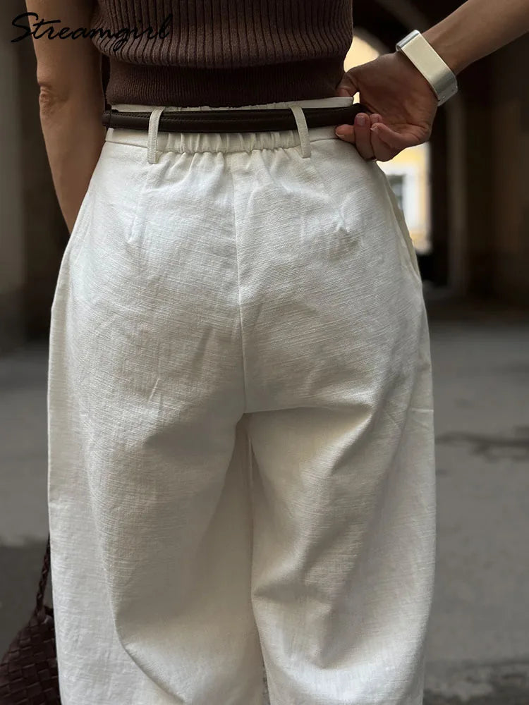 Women’s Trousers High Waist Wide Leg Straight Leg Relaxed Fit