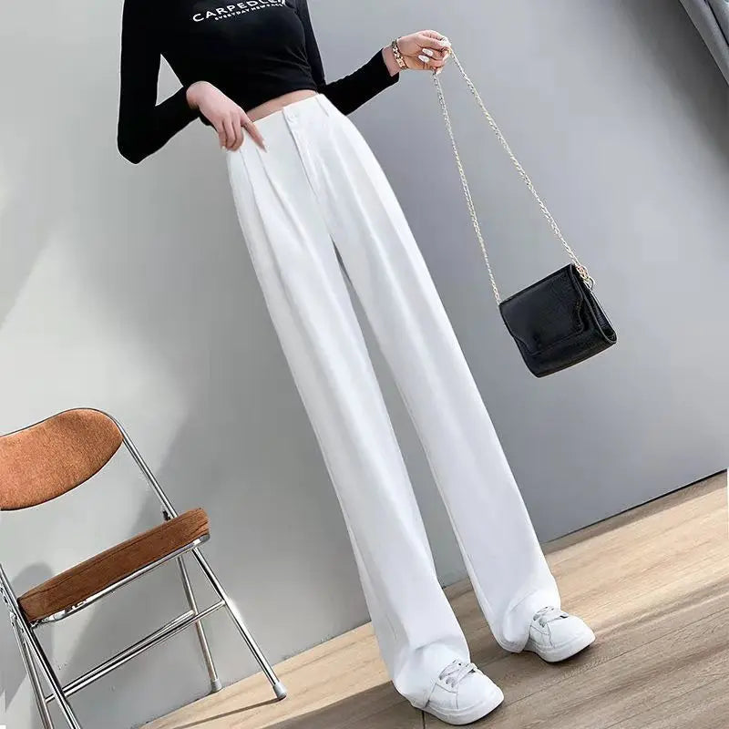 Women’s Trousers High Waist Wide Leg Straight Leg Casual