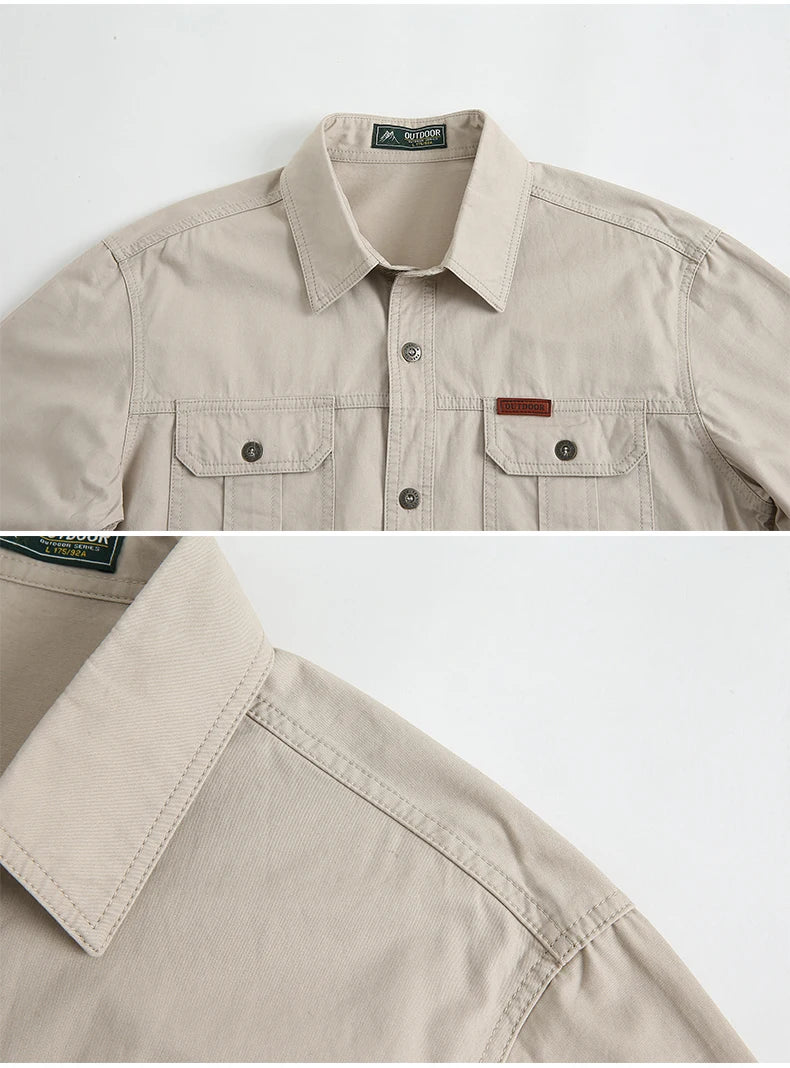 Men’s Shirt Long Sleeve Cotton Casual Solid Color