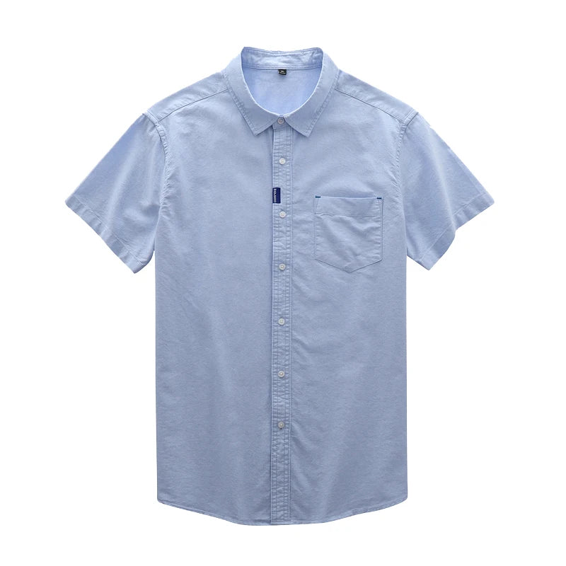 Men’s Shirt Short Sleeve Cotton Casual Solid Color