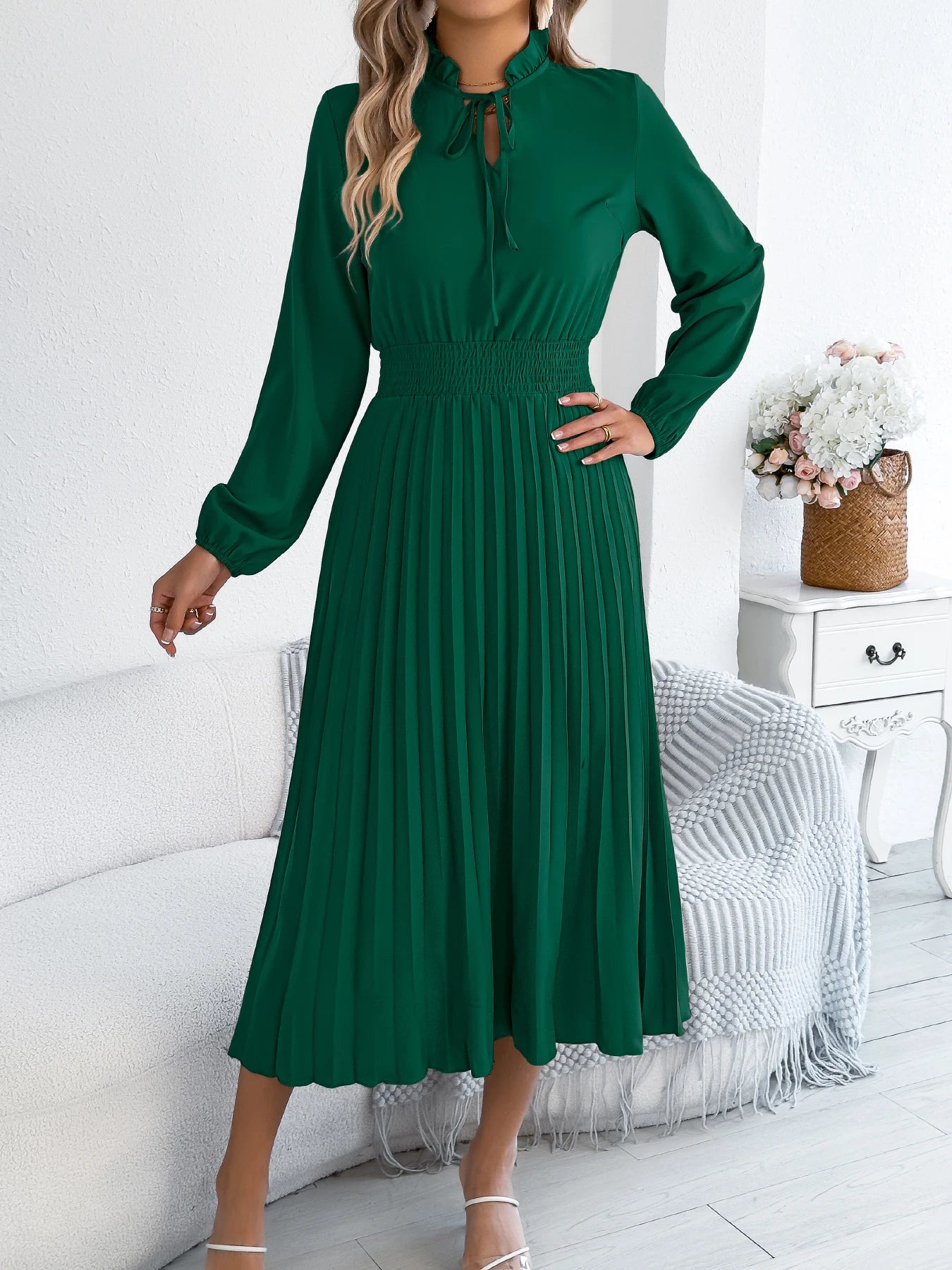 Women’s Dress Maxi V-Neck Casual Solid Color