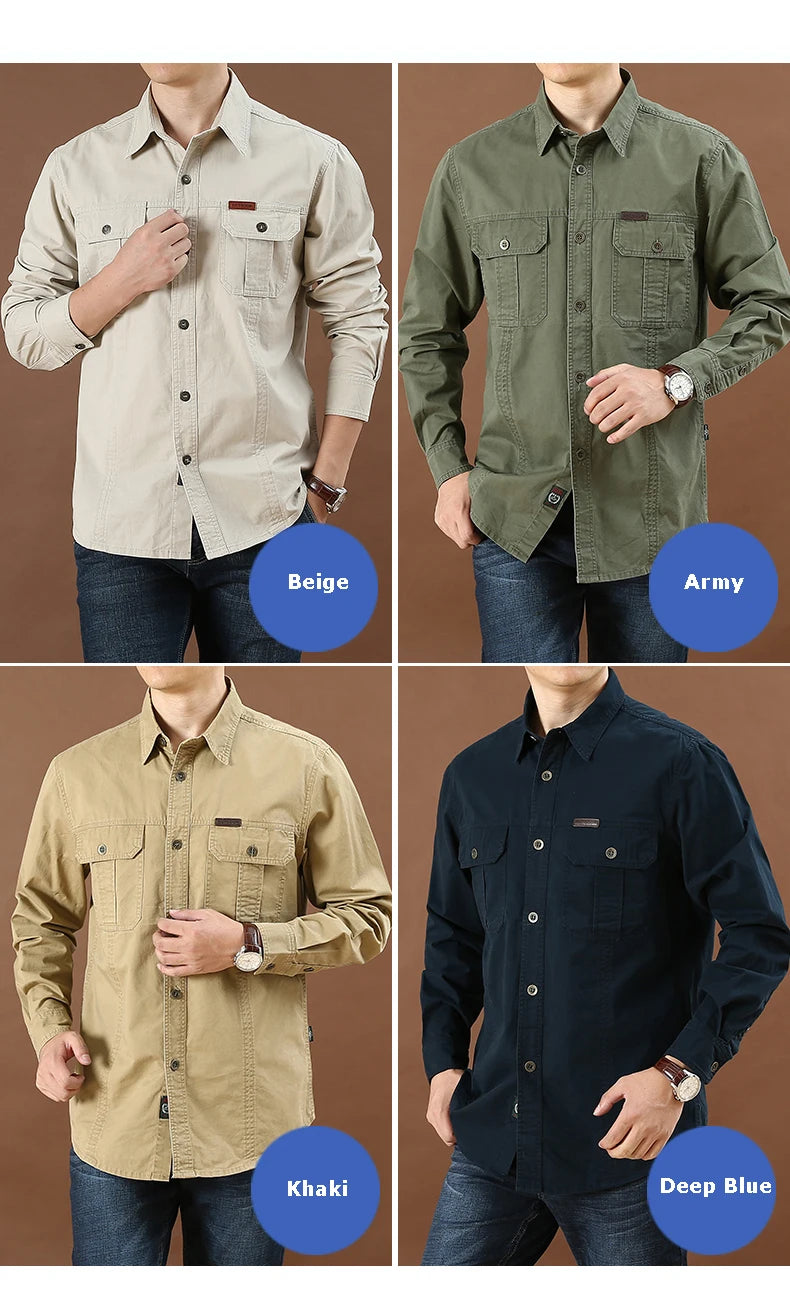 Men’s Shirt Long Sleeve Cotton Casual Solid Color